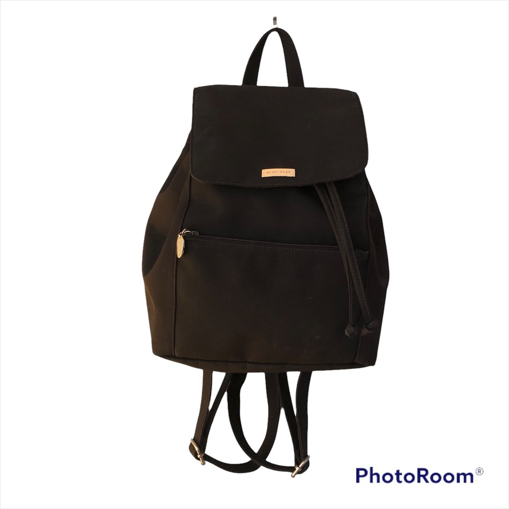 Nine West Black Microfiber Backpack Purse y2k